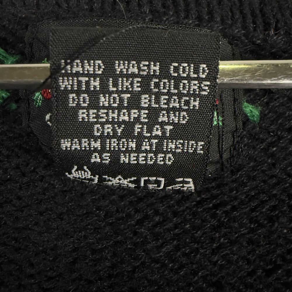 Vintage Embroidered Christmas Cardigan Sweater Rocking Horse Beaded Black Size L - Picture 5 of 10
